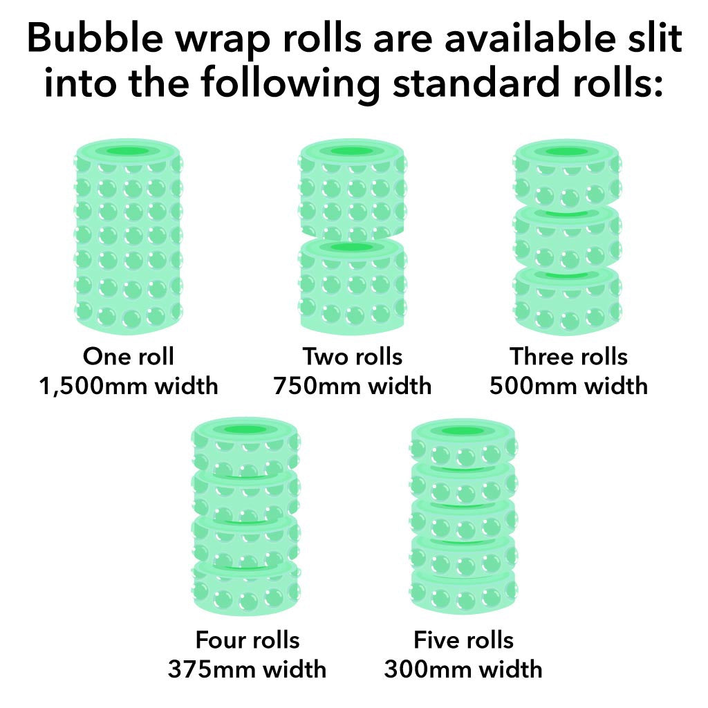 Biodegradable Bubble Wrap 10mm Single Layer Green 1.5m x 100m (Slit 750mm x 2) - Omni Packaging 