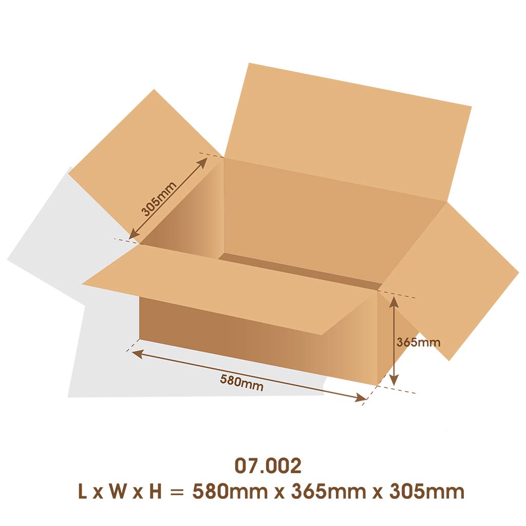 Cardboard Box Carton Brown RSC 4C 580mmL x 365mmW x 305mmH - Omni Packaging 