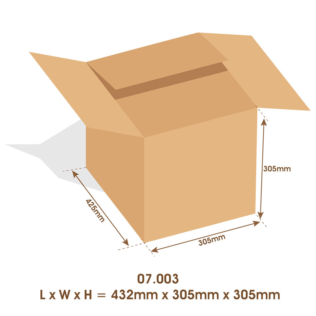 Cardboard Box Carton Brown RSC 4C 432mmL x 305mmW x 305mmH - Omni Packaging 