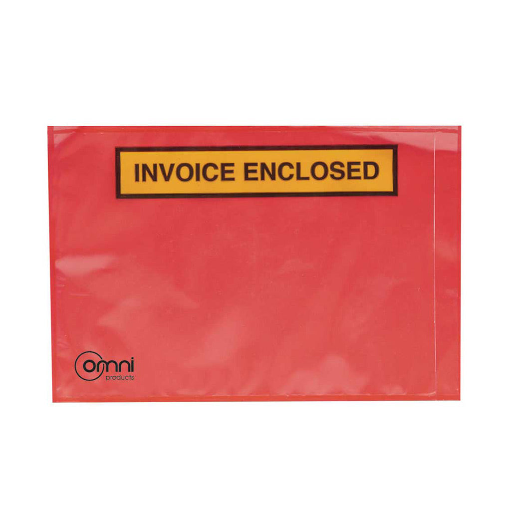 Invoice Enclosed Document Envelopes Red 165mm x 115mm 1000/ctn - Omni Packaging 