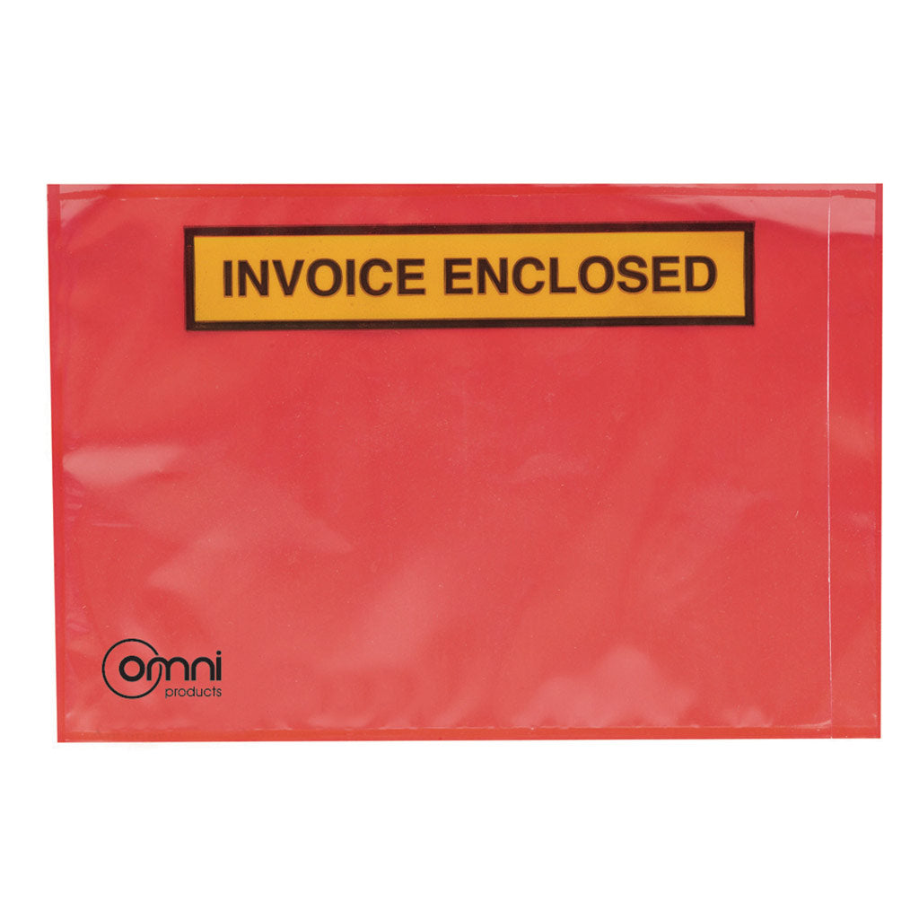 Invoice Enclosed Document Envelopes Red 230mm x 165mm 1000/ctn - Omni Packaging 