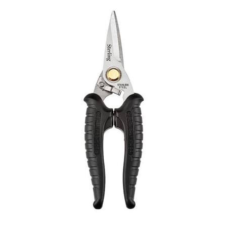 Black Panther 700 Series Industrial Snips 185mm with stainless steel serrated blades and black ergonomic handles