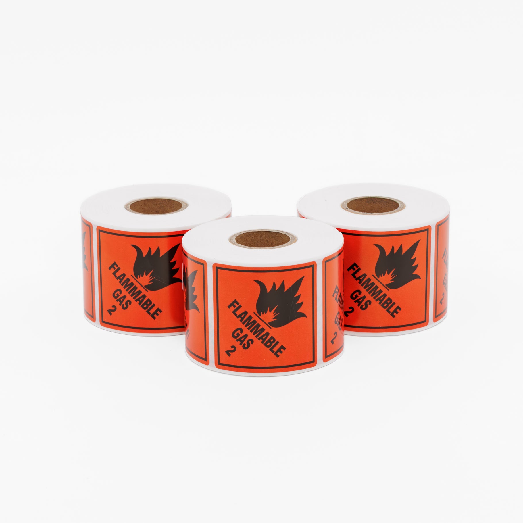 Flammable Gas 2 Label - Dangerous Goods Stickers 50mm x 50mm 500/Roll - Omni Packaging 