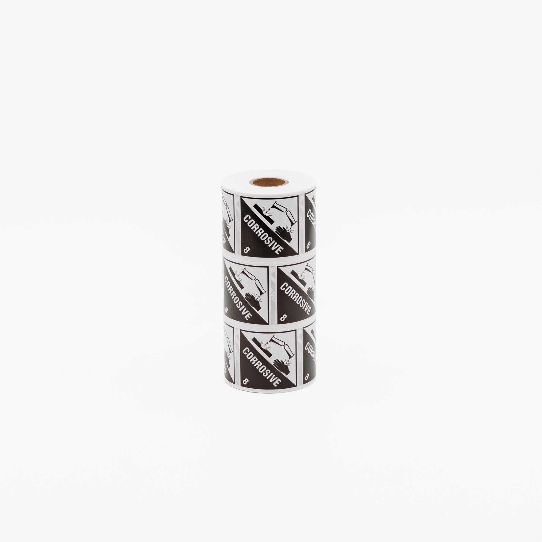Corrosive 8 Sticker – Dangerous Goods 50mm x 50mm 500/Roll - Omni Packaging 