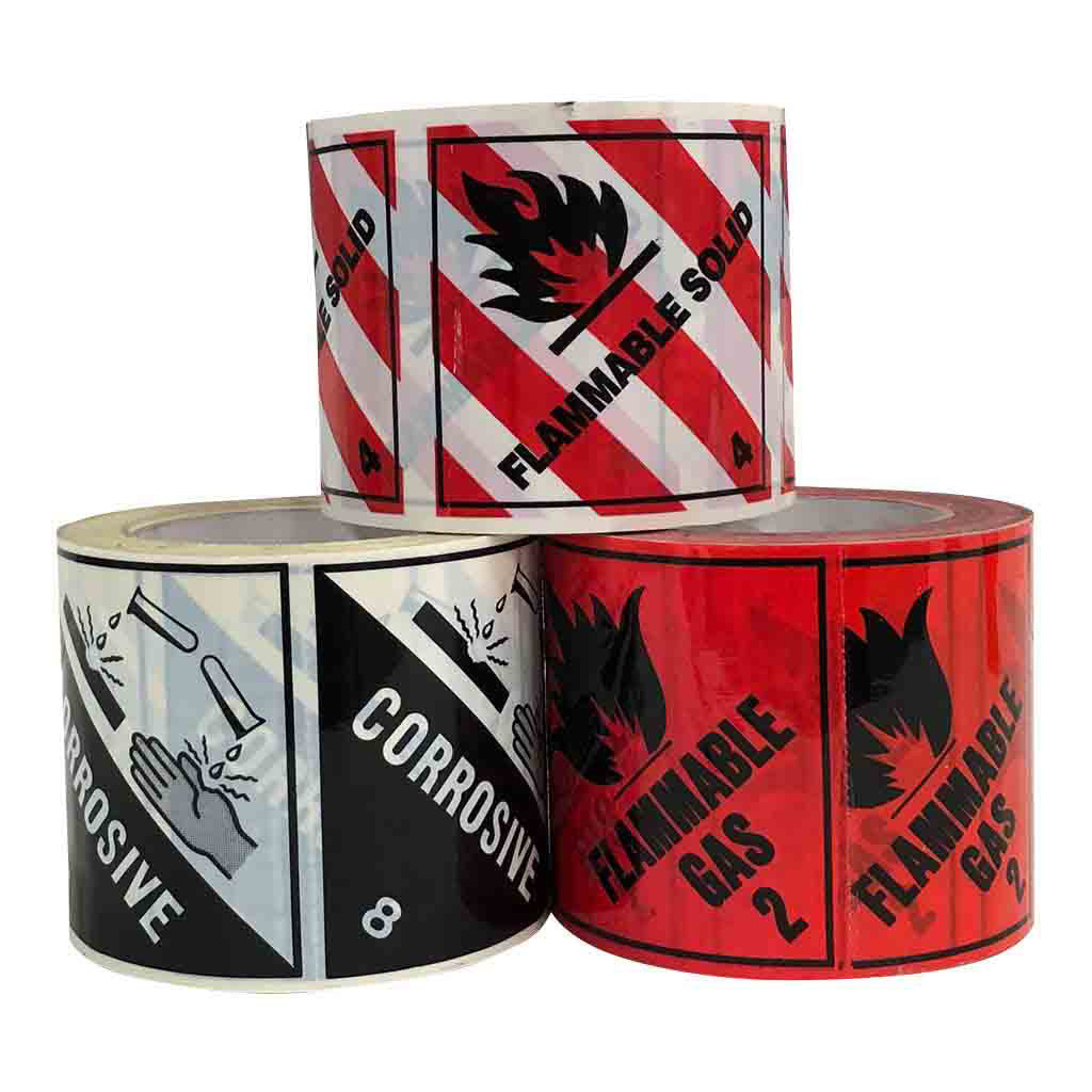 Corrosive 8 Label – PVC Perforated Dangerous Goods 50mm x 50mm 1000/Roll - Omni Packaging 