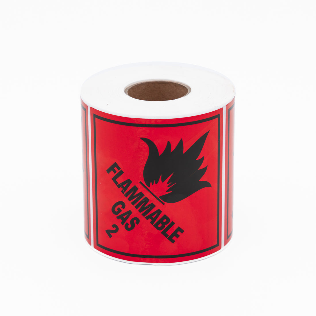 Flammable Gas 2 Label - Dangerous Goods Stickers 100mm x 100mm 500/Roll - Omni Packaging 
