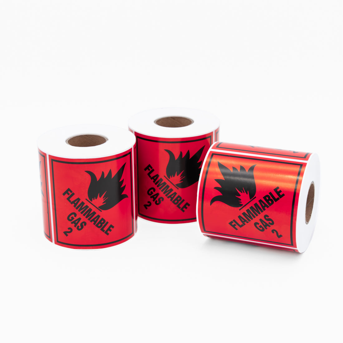 Flammable Gas 2 Label - Dangerous Goods Stickers 100mm x 100mm 500/Roll - Omni Packaging 