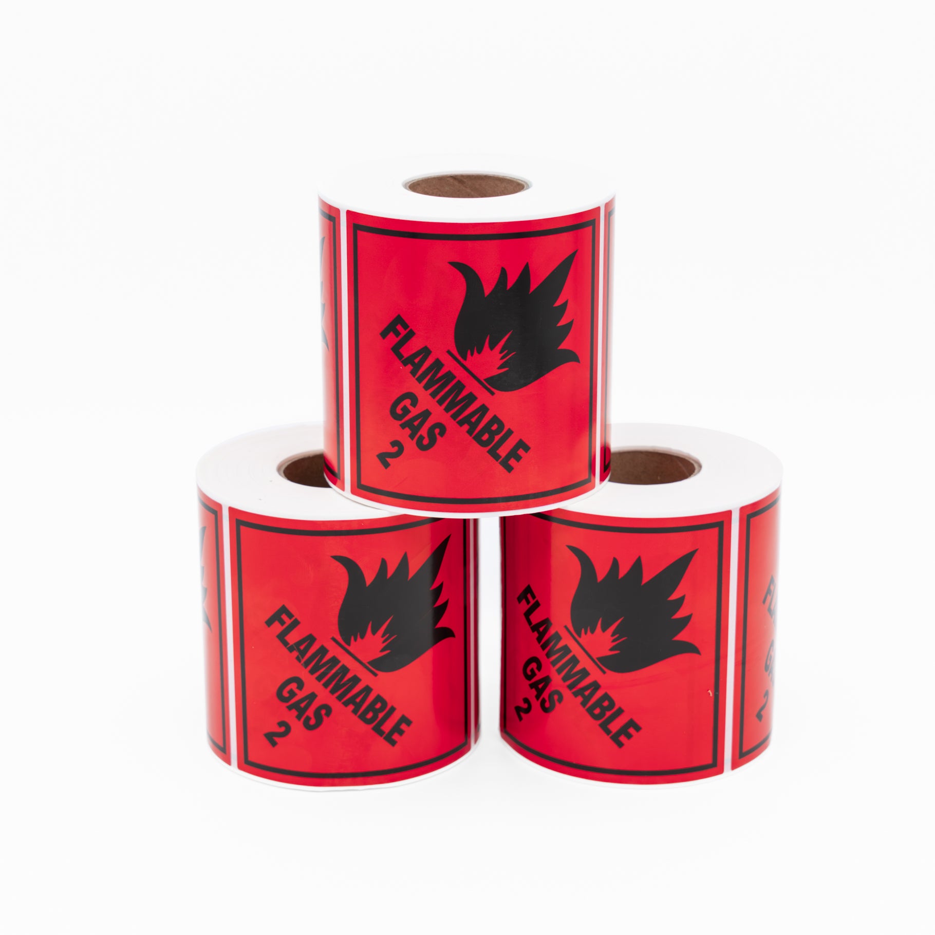 Flammable Gas 2 Label - Dangerous Goods Stickers 100mm x 100mm 500/Roll - Omni Packaging 