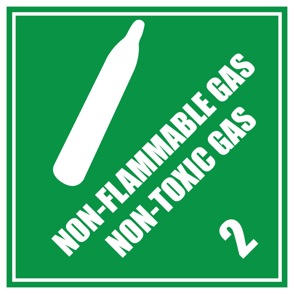 Non Flammable/Non Toxic Gas 2 Label – PVC Perforated Dangerous Goods 100mm x 100mm 500/Roll - Omni Packaging 