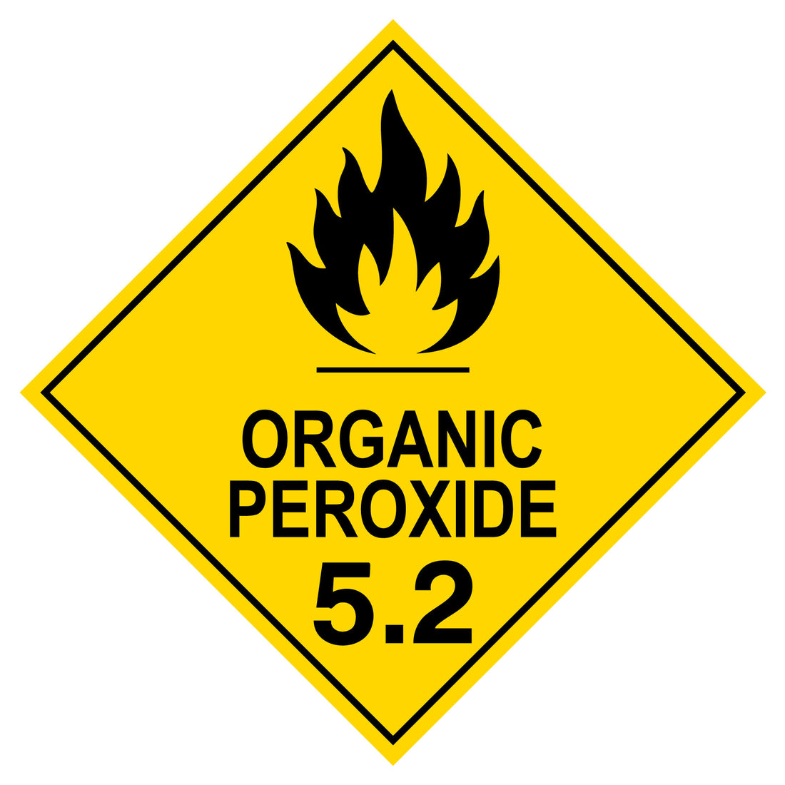 Organic Peroxide 5.2 Sticker – Dangerous Goods 100mm x 100mm 500/Roll - Omni Packaging 