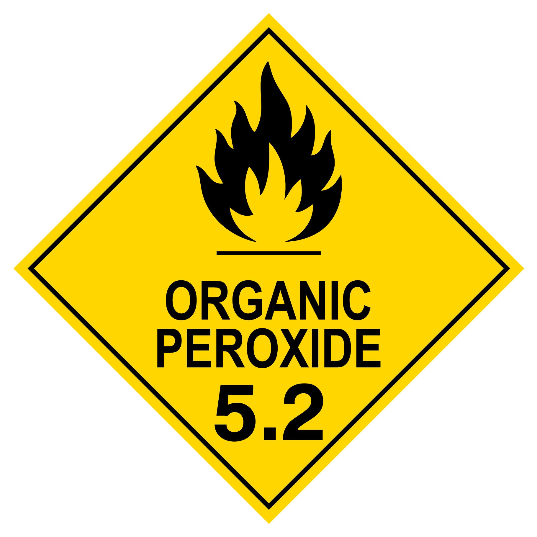 Organic Peroxide 5.2 Sticker – Dangerous Goods 100mm x 100mm 500/Roll - Omni Packaging 