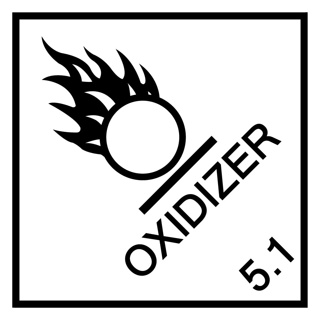 Oxidizer 5.1 Label – PVC Perforated Dangerous Goods 100mm x 100mm 500/Roll - Omni Packaging 