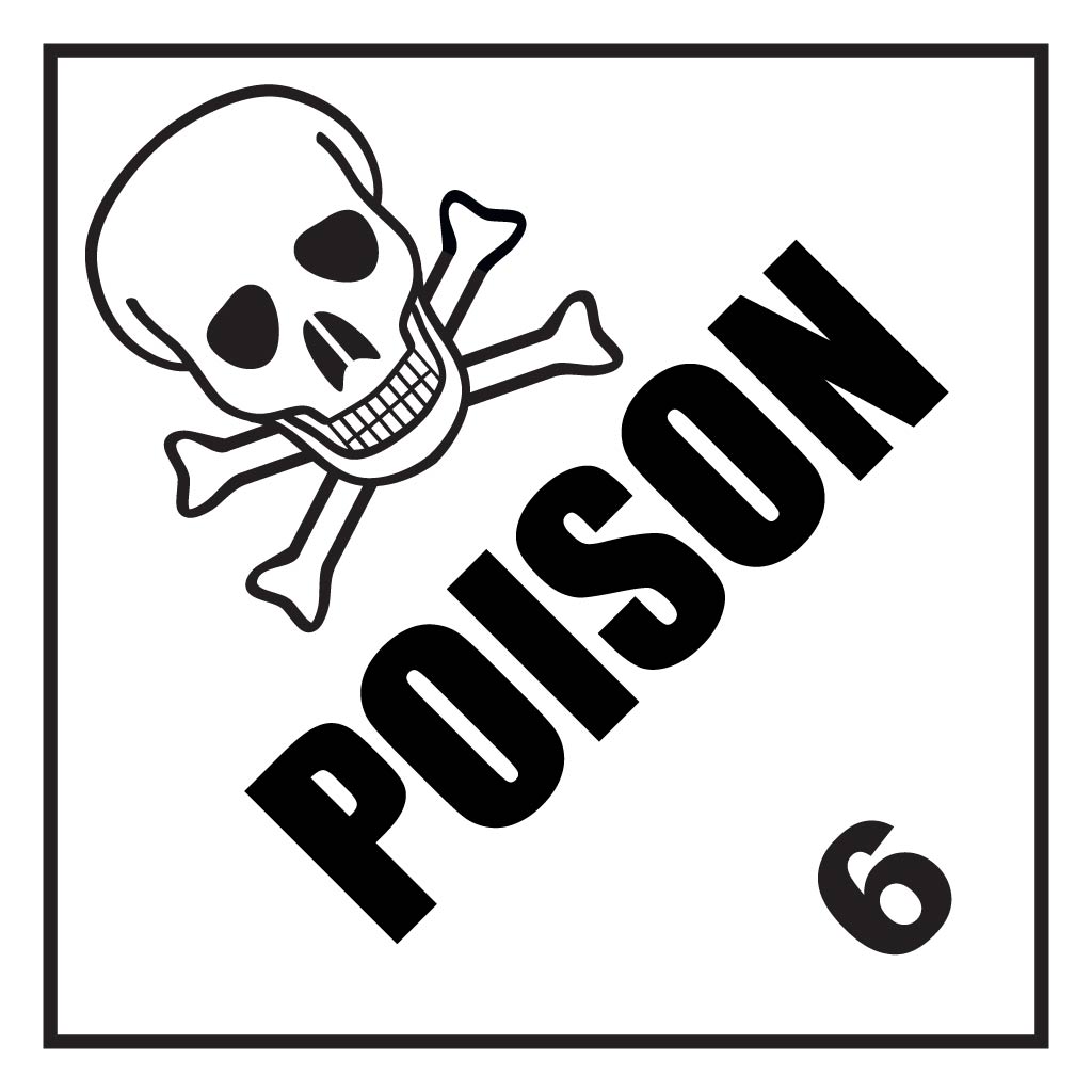 Poison 6 Label – Perforated Dangerous Goods Stickers 100mm x 100mm 500/Roll - Omni Packaging 