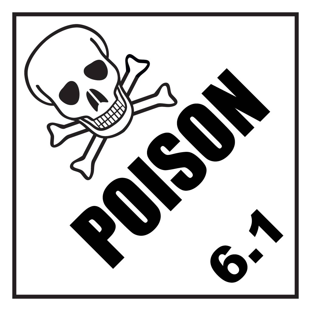 Poison 6.1 Label – Perforated Dangerous Goods Stickers 100mm x 100mm 500/Roll - Omni Packaging 