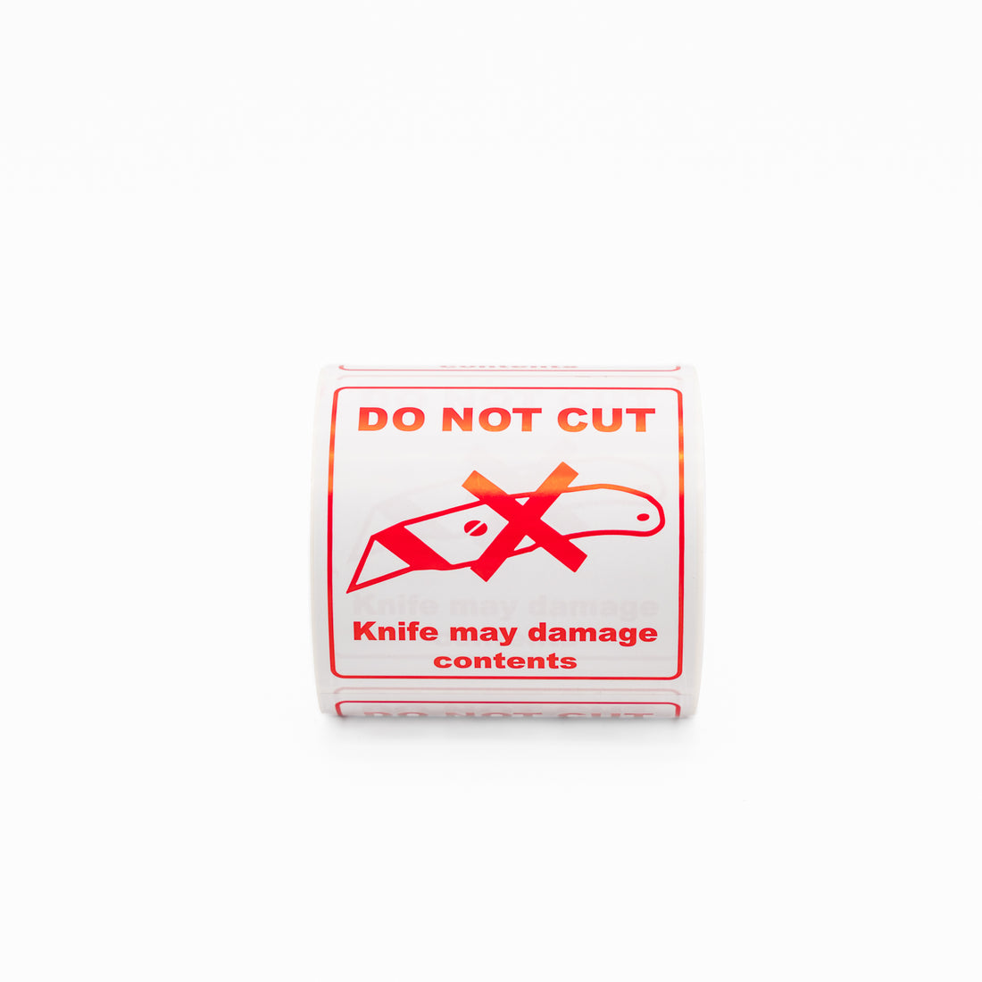 Printed Sticker Labels (DO NOT CUT) Red on White 100mm x 100mm 500/roll - Omni Packaging 