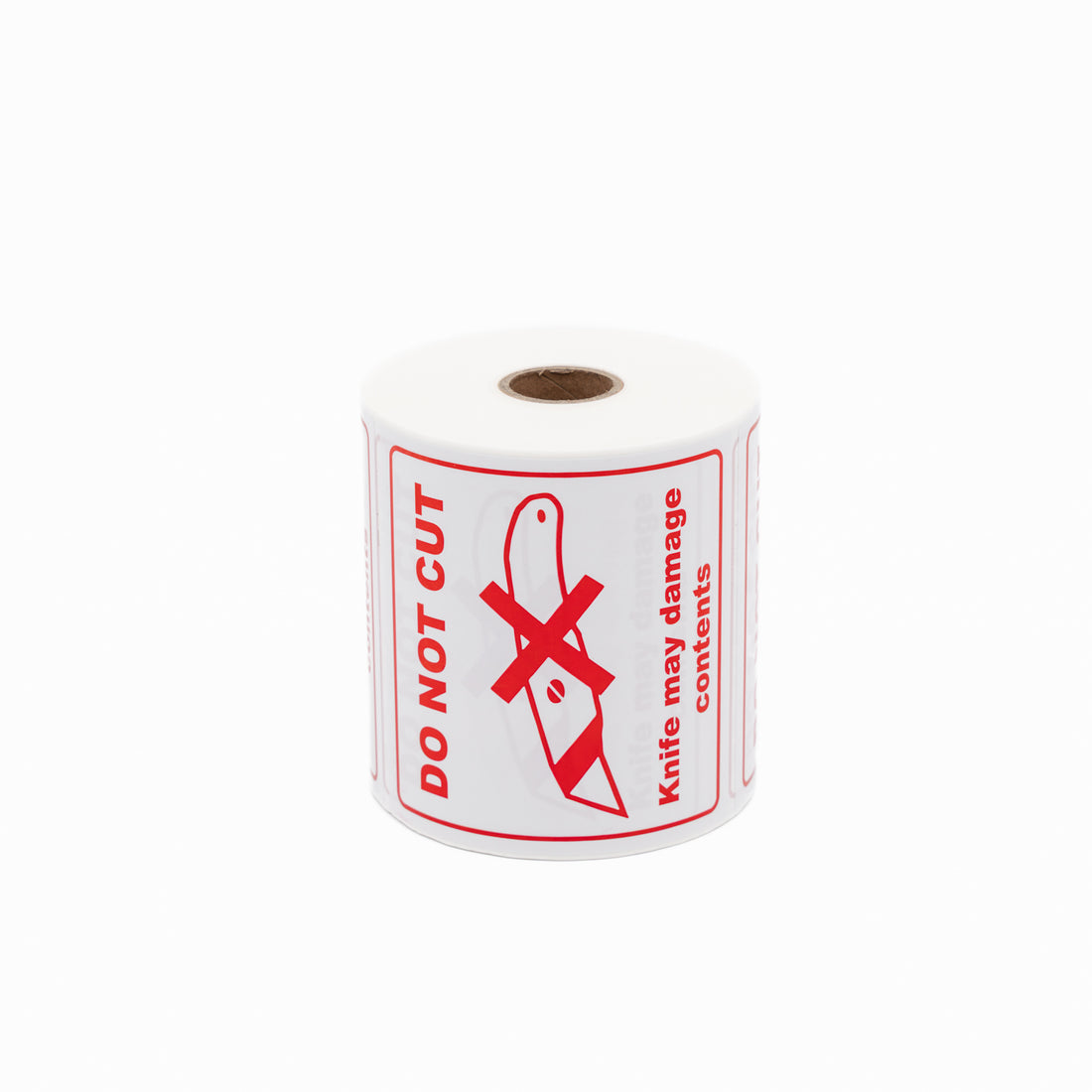 Printed Sticker Labels (DO NOT CUT) Red on White 100mm x 100mm 500/roll - Omni Packaging 