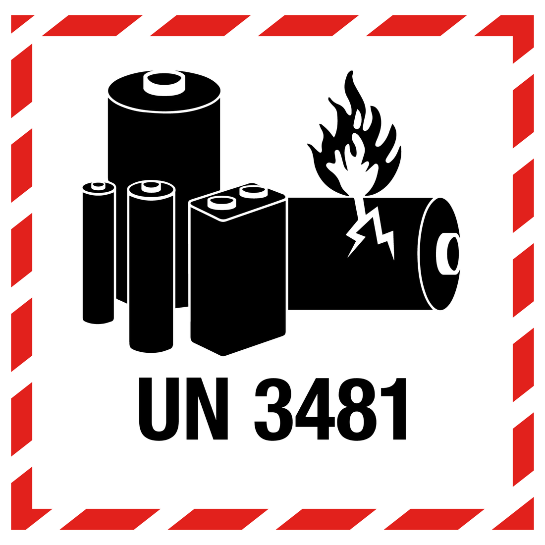 UN3481 Lithium Battery Sticker - Dangerous Goods 100mm x 100mm 500/Roll - Omni Packaging 