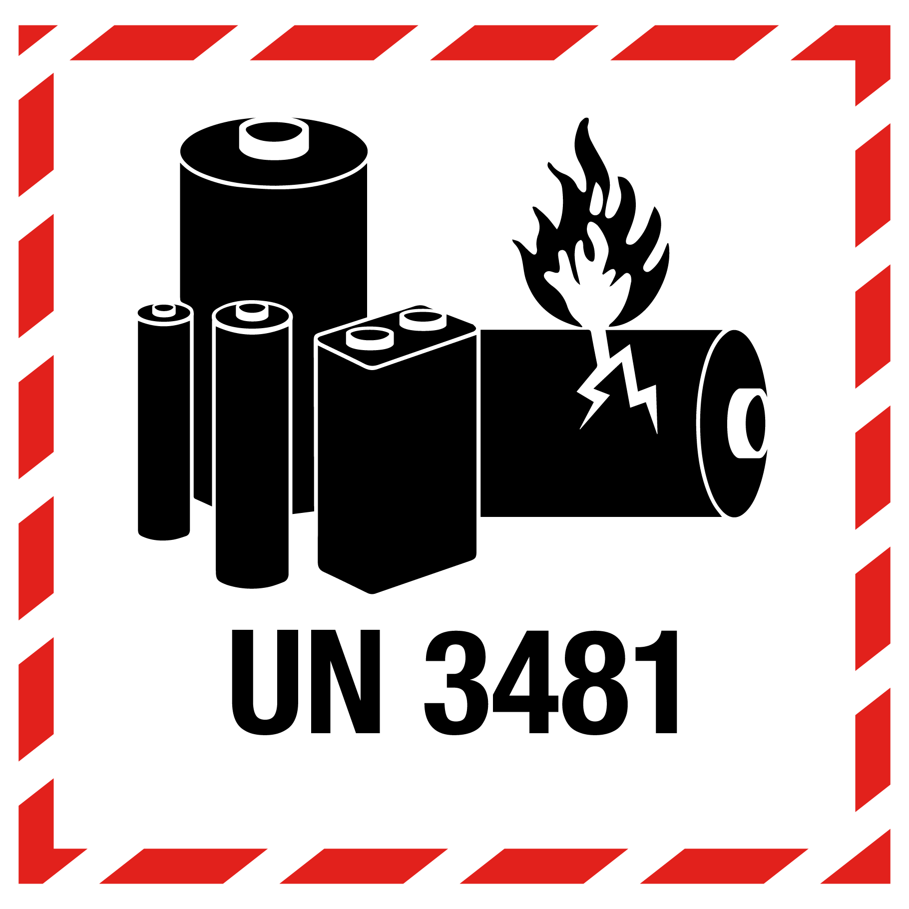 UN3481 Lithium Battery Sticker - Dangerous Goods 100mm x 100mm 500/Roll - Omni Packaging 