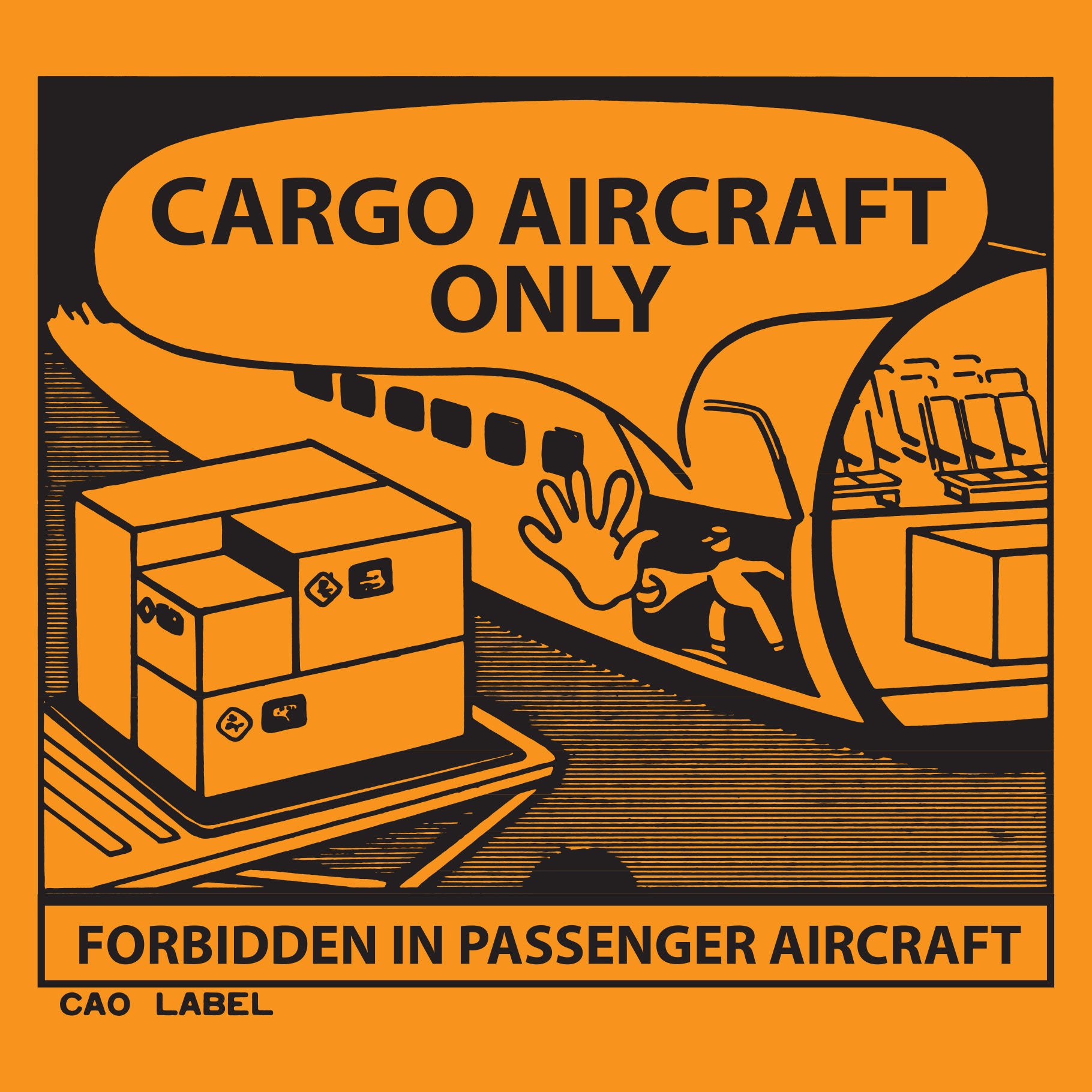 CARGO AIRCRAFT ONLY Sticker 110mm x 120mm 500/roll - Omni Packaging 