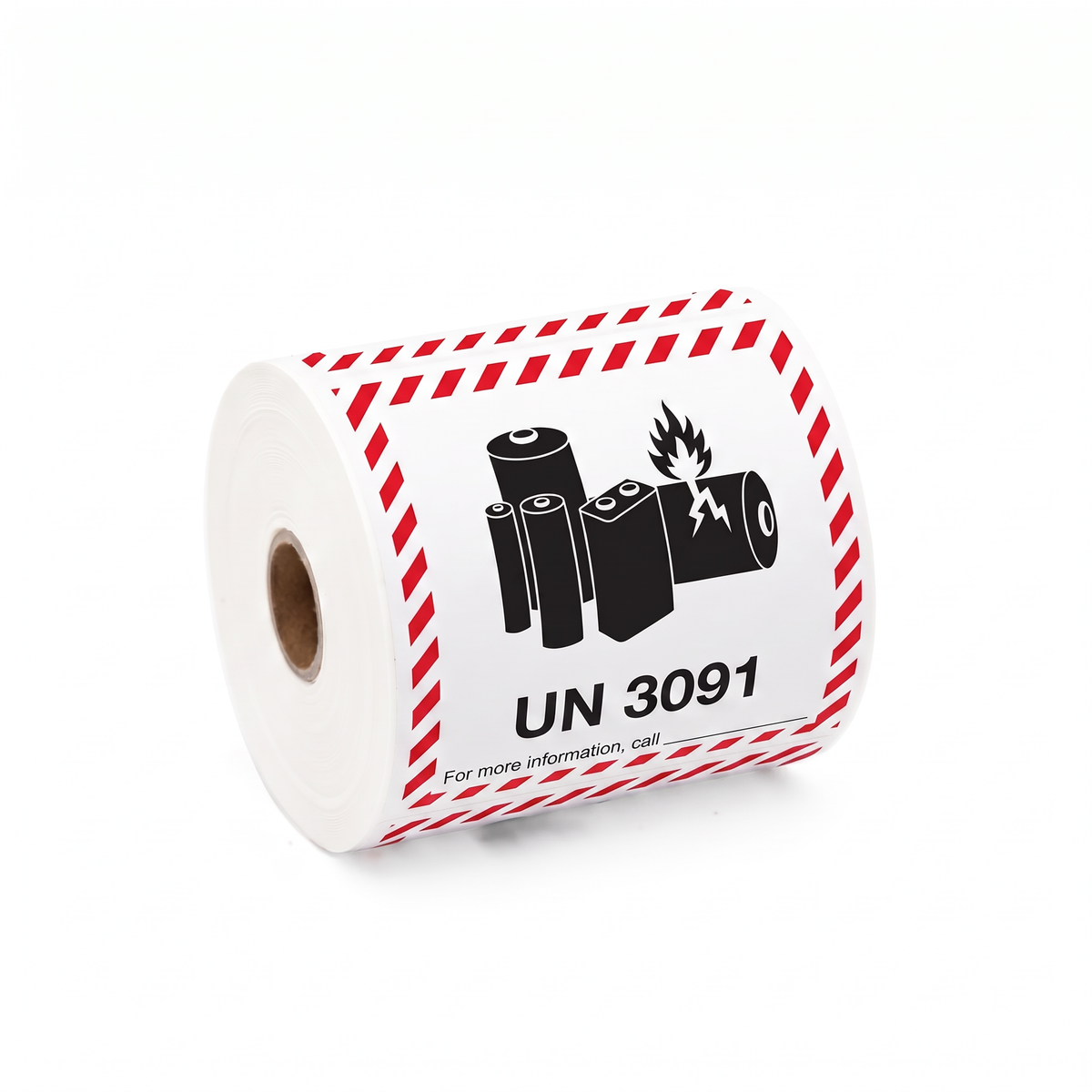 UN3091 Lithium Battery Sticker - Dangerous Goods 100mm x 100mm 500/Roll - Omni Packaging 