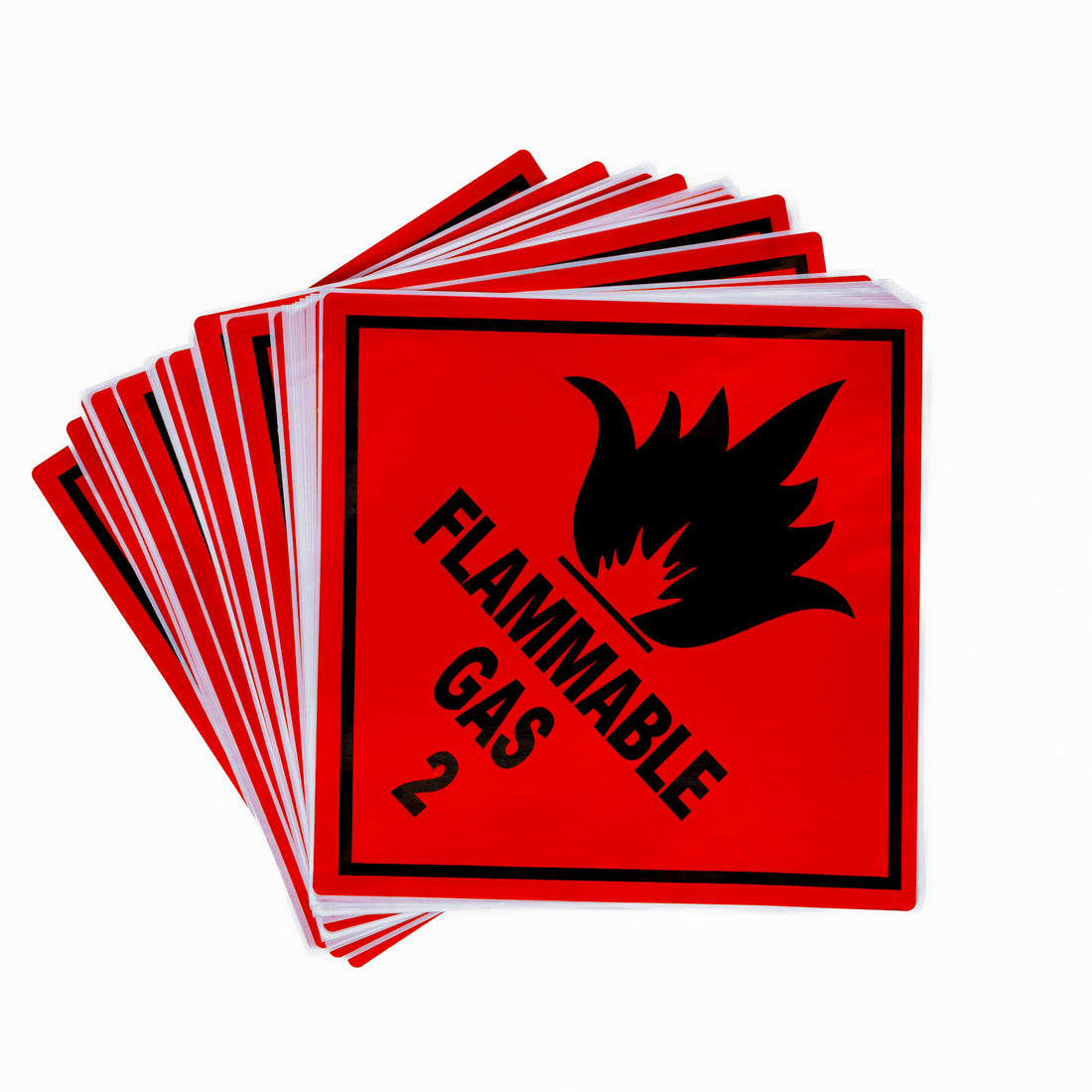 Flammable Gas 2 Label - Dangerous Goods Container Poly Labels 250mm x 250mm 25/Pack - Omni Packaging 