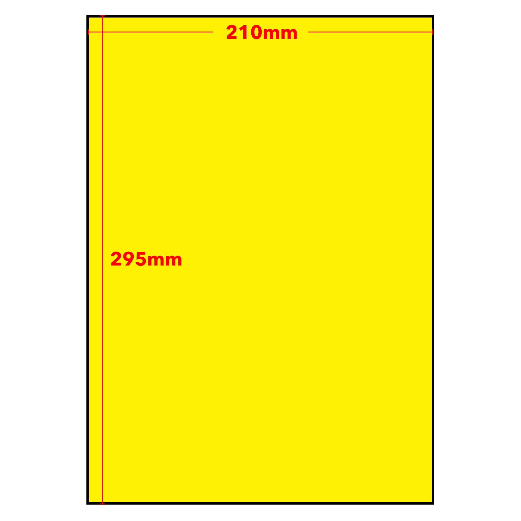 A4 Sheet Printer Labels Fluro Yellow 1 Label/Sheet 210mm x 295mm 100 Sheets/Pack - Omni Packaging 