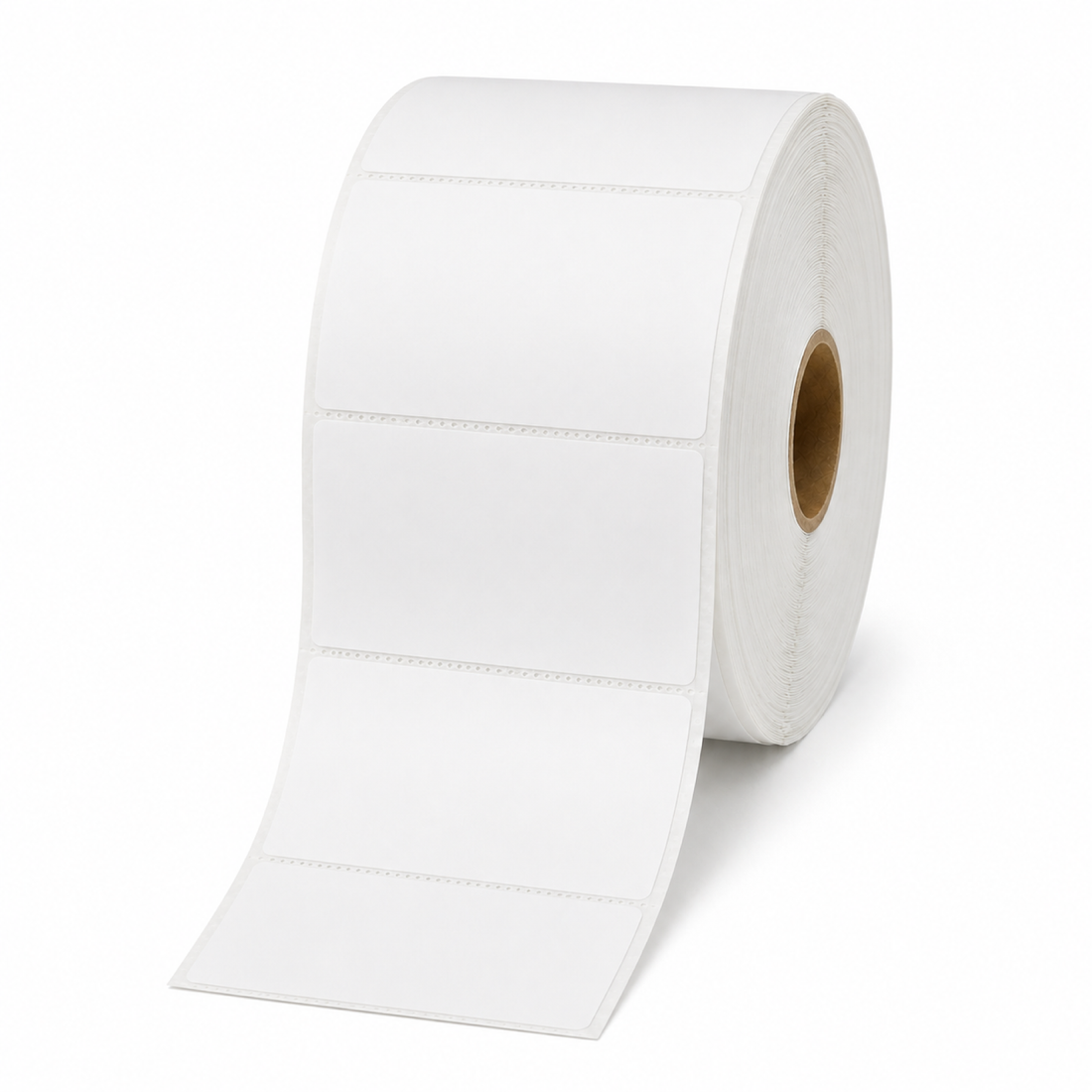 Thermal Direct Label Paper White Permanent 102mm x 50mm Perf. 700/roll 25mm core - Omni Packaging 