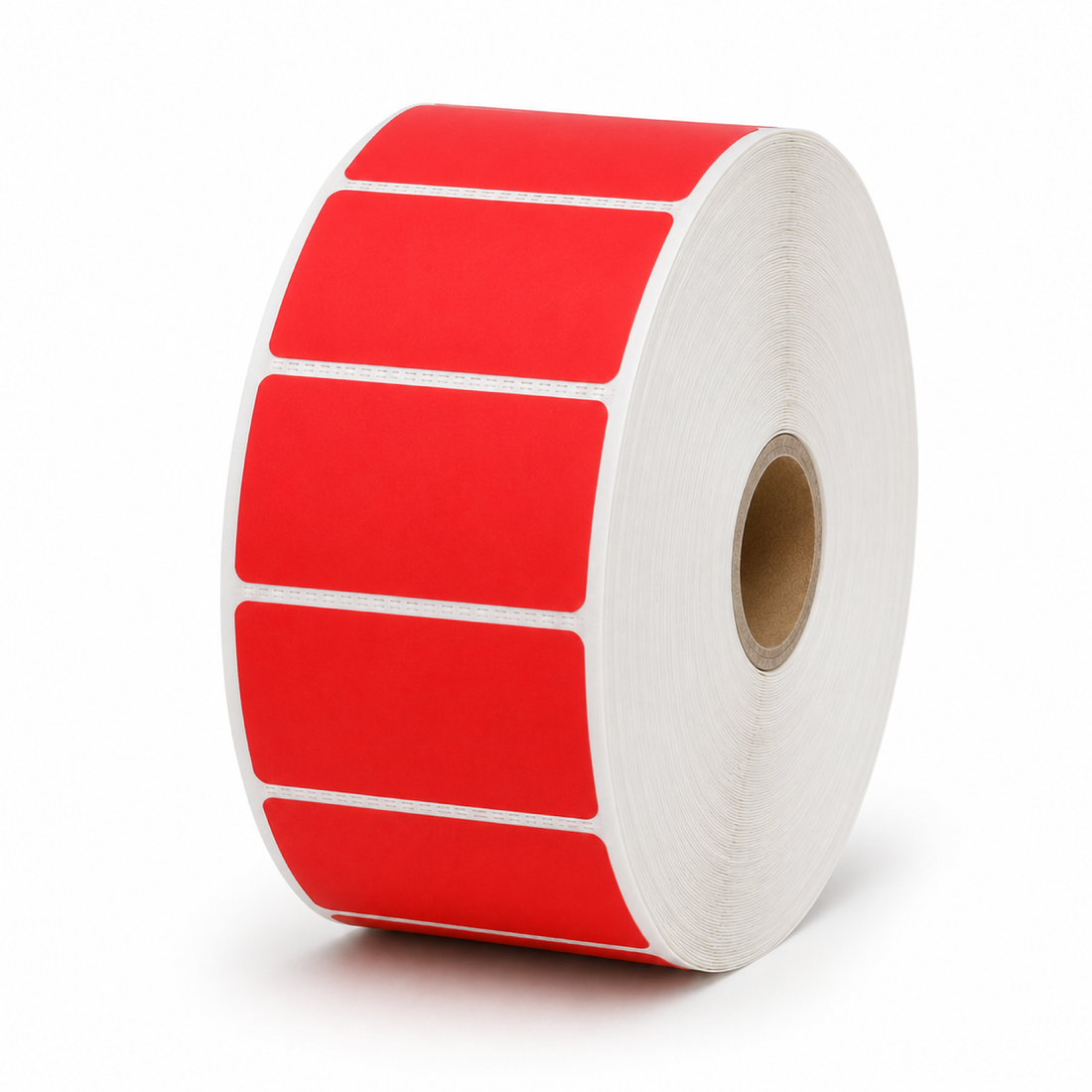 Thermal Direct Label Paper Red Permanent 80mm x 40mm Perf. 1750/roll 25mm core - Omni Packaging 