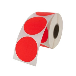 Red Round Label Dots 55m 250 labels/roll - Omni Packaging 