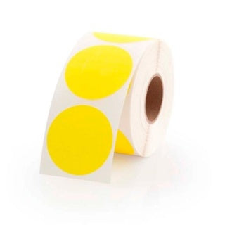 Yellow Round Label Dots 55mm 250 labels/roll - Omni Packaging 