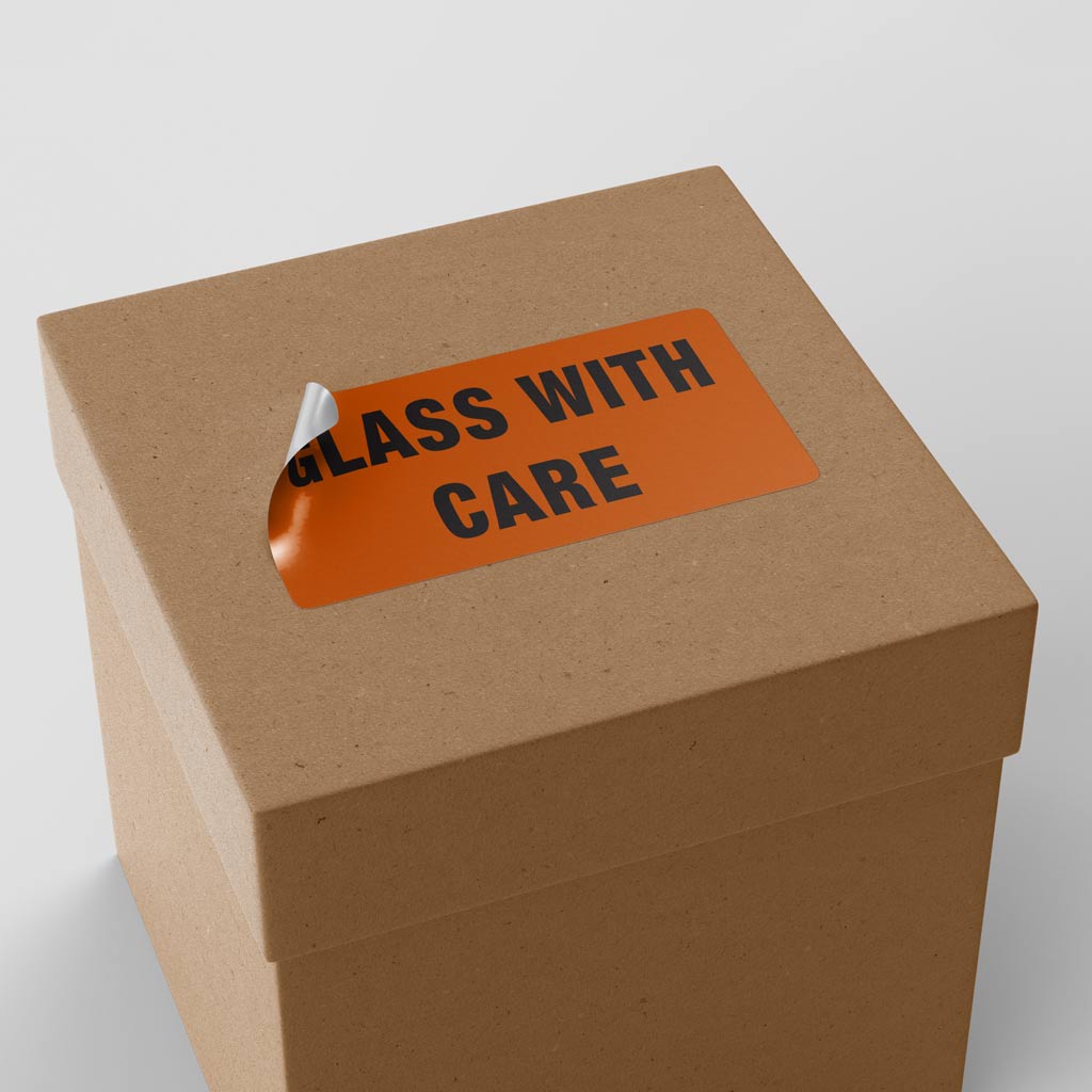 Message Labels Omni (Glass With Care) 60mm x 130mm 500/ctn - Omni Packaging 