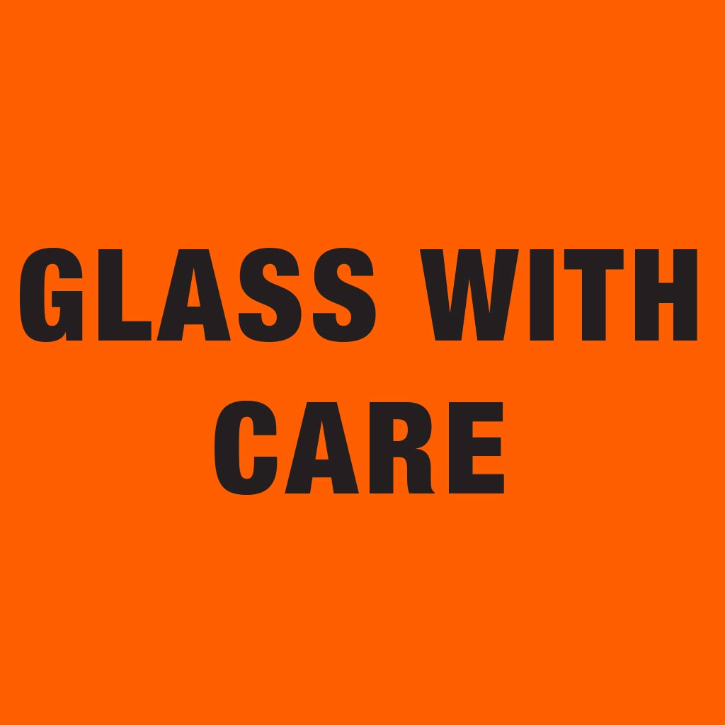 Message Labels Omni (Glass With Care) 60mm x 130mm 500/ctn - Omni Packaging 