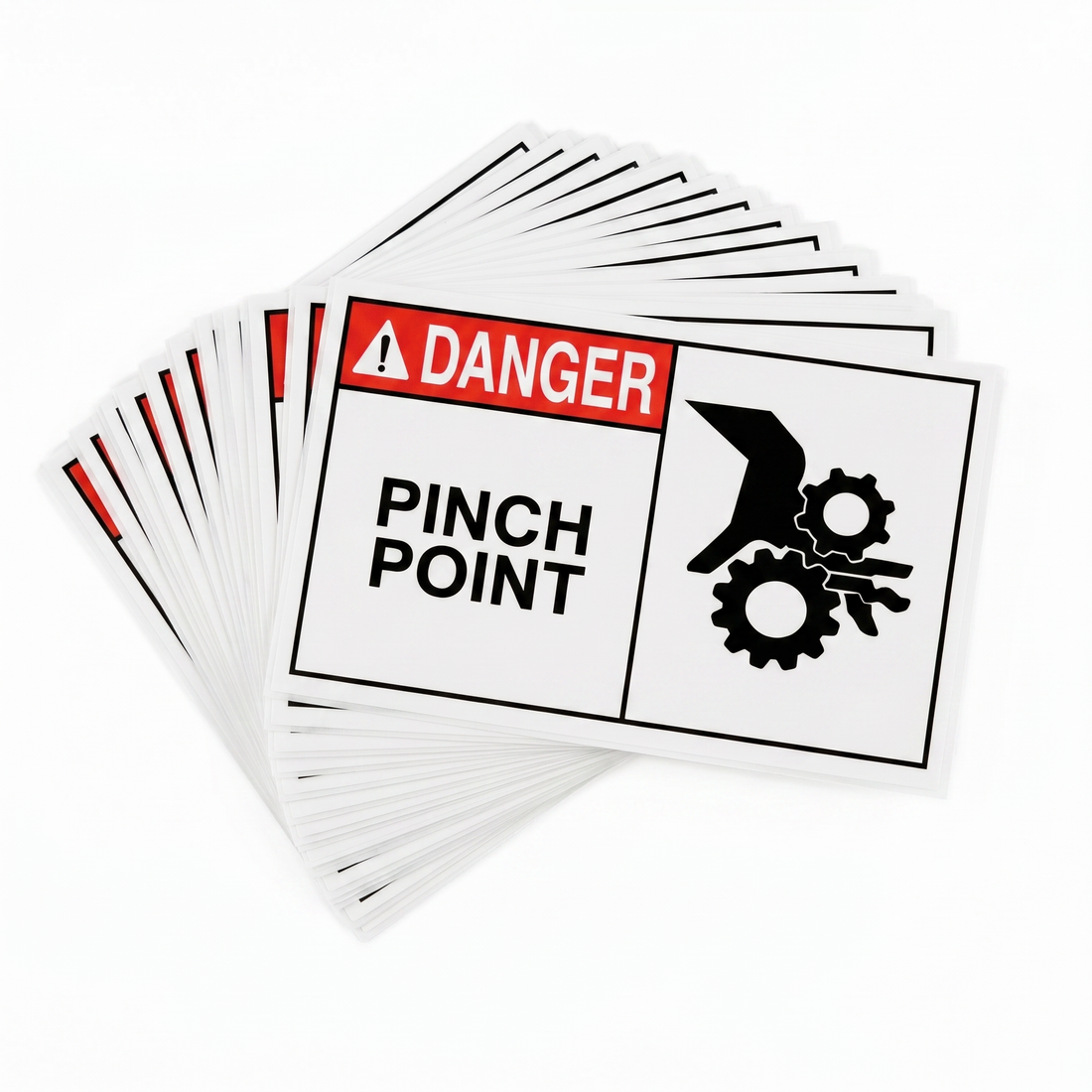 PINCH POINT Laminated Weatherproof PET Machinery Label 88mm x 125mm 5 Pack