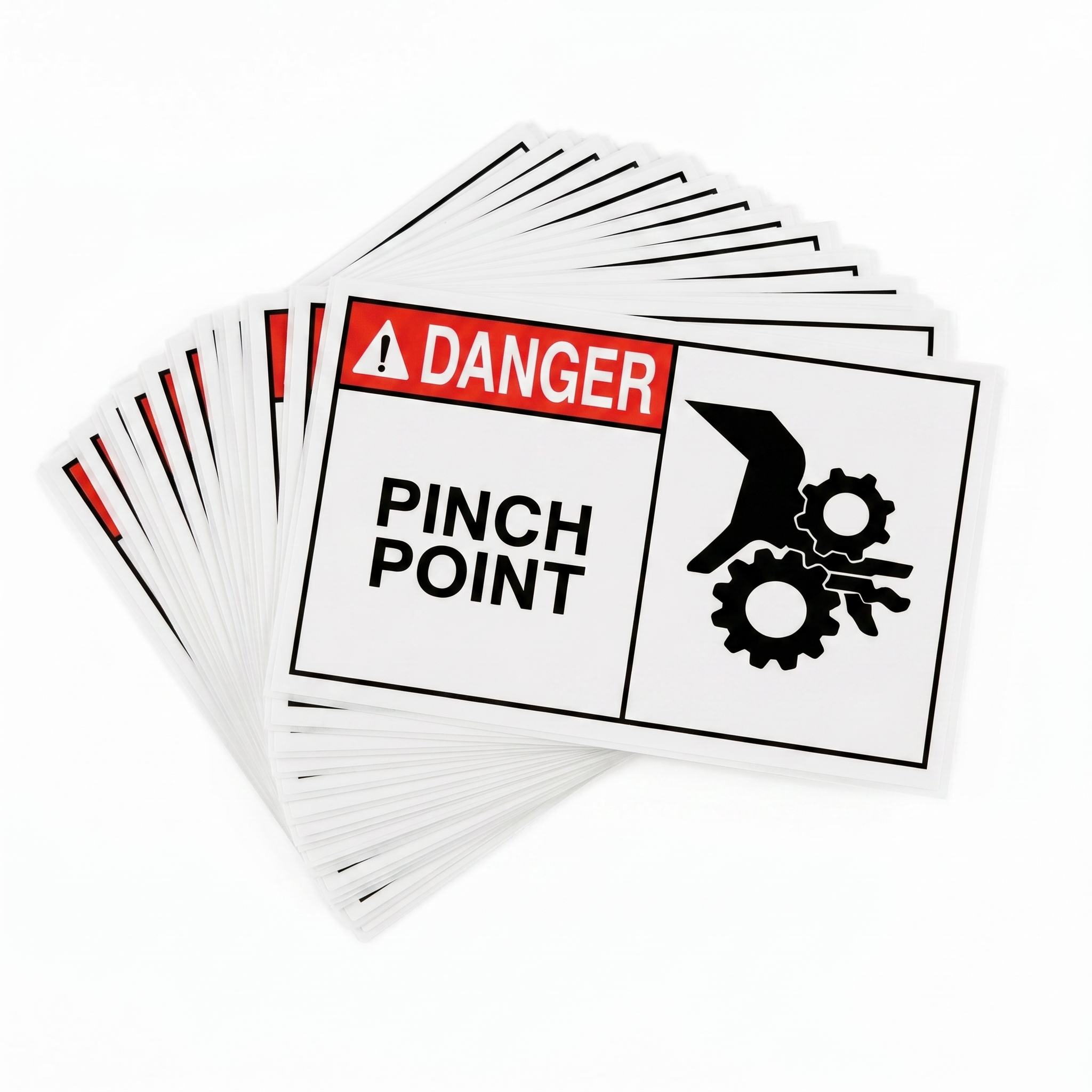 PINCH POINT Laminated Weatherproof PET Machinery Label 88mm x 125mm 5 Pack