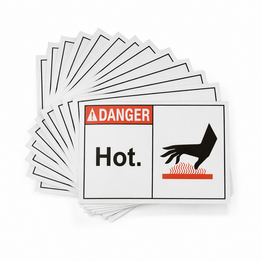 HOT Laminated Weatherproof PET Machinery Label 88mm x 125mm 5 Pack