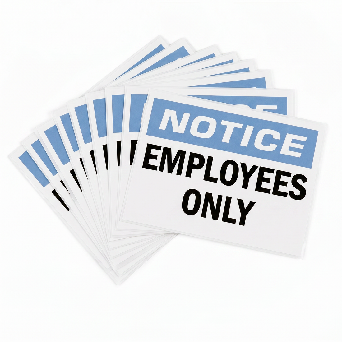 NOTICE EMPLOYEES ONLY Laminated Weatherproof PET Label 125mm x 175mm 5 Pack