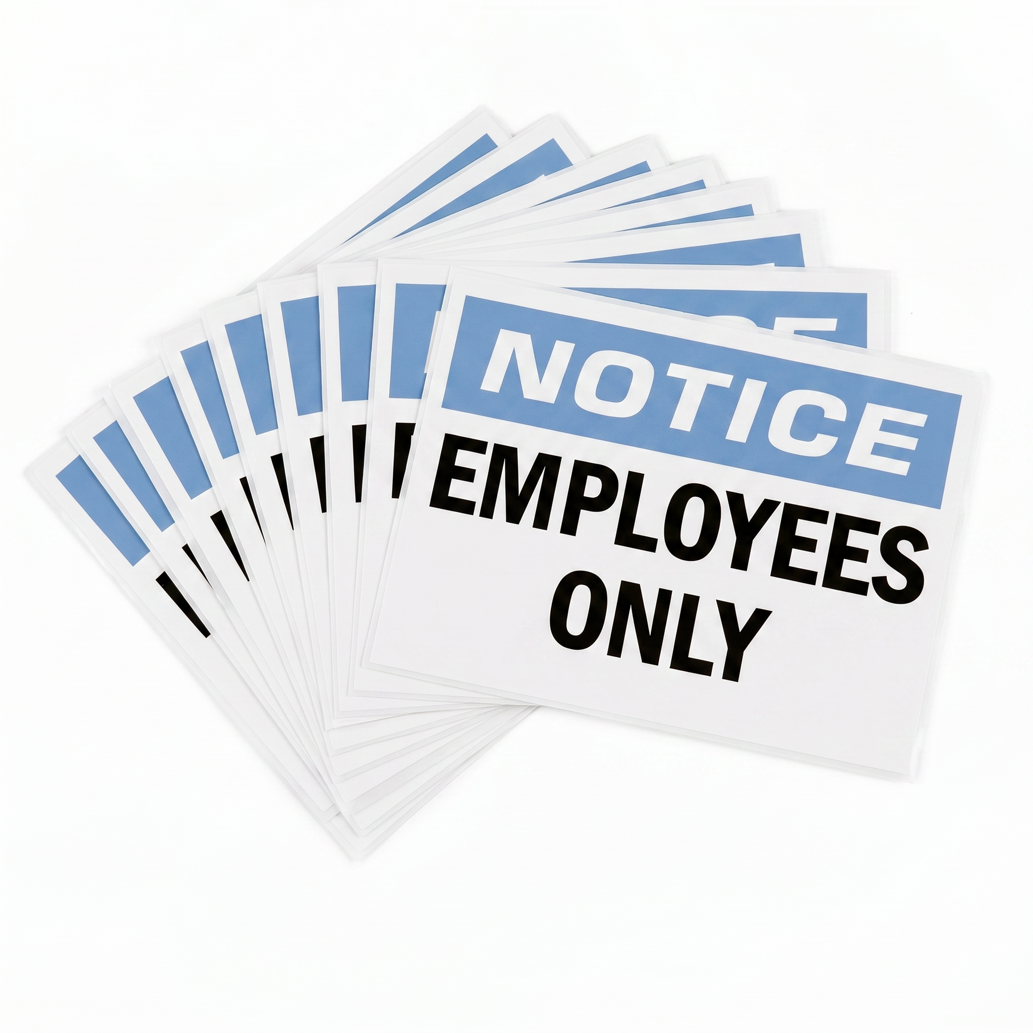 NOTICE EMPLOYEES ONLY Laminated Weatherproof PET Label 125mm x 175mm 5 Pack