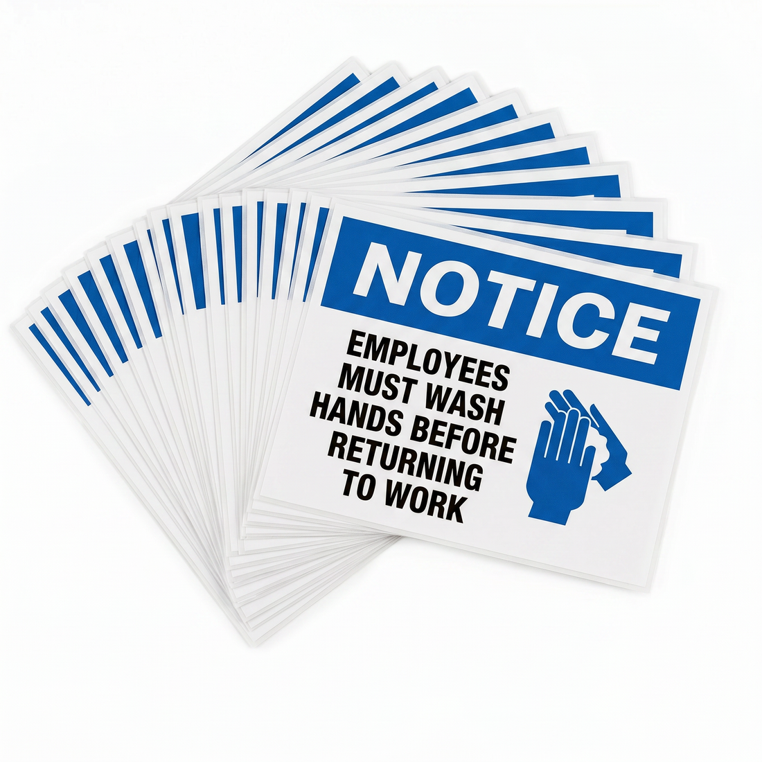 NOTICE WASH HANDS Laminated Weatherproof PET Label 125mm x 175mm 5 Pack