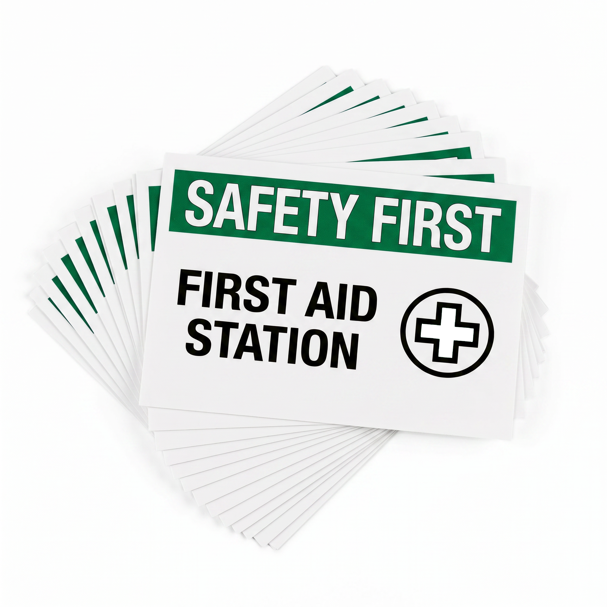 FIRST AID STATION Label - Laminated, weatherproof PET 125mm X 175mm 5/pack - Omni Packaging 