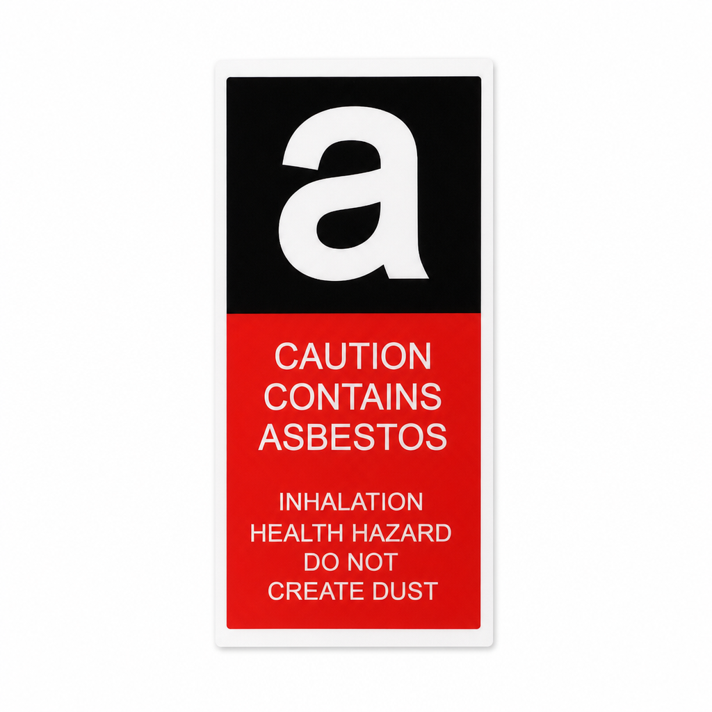 Asbestos Vinyl Water Resistant Labels - 40mm x 80mm 15/pack - Omni Packaging 