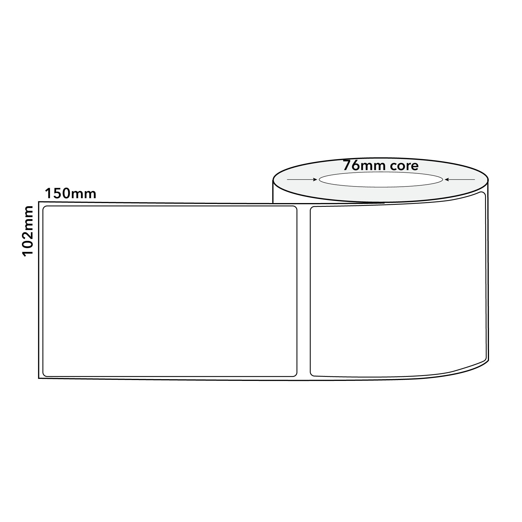 Thermal Direct Label Paper White Permanent 102mm x 152mm Perf. 500/roll 25mm core - Omni Packaging 