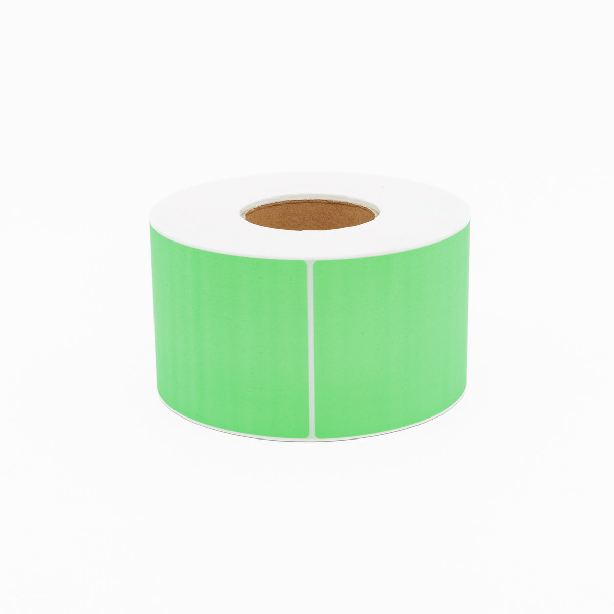 Thermal Direct Label Paper Fl. Green Permanent 102mm x 152mm Perf. 1000/roll 76mm core - Omni Packaging 
