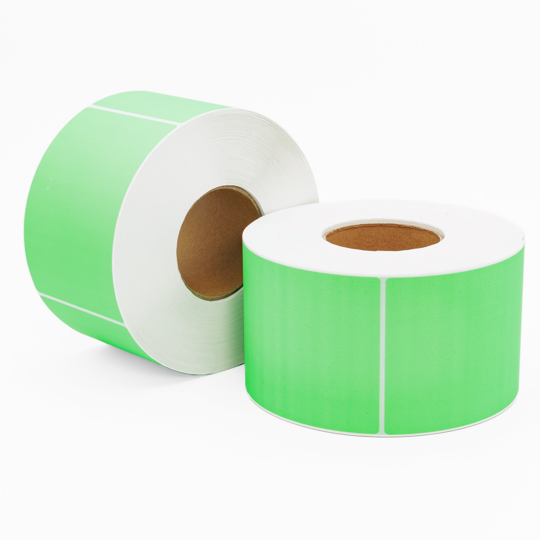 Thermal Direct Label Paper Fl. Green Permanent 102mm x 152mm Perf. 1000/roll 76mm core - Omni Packaging 