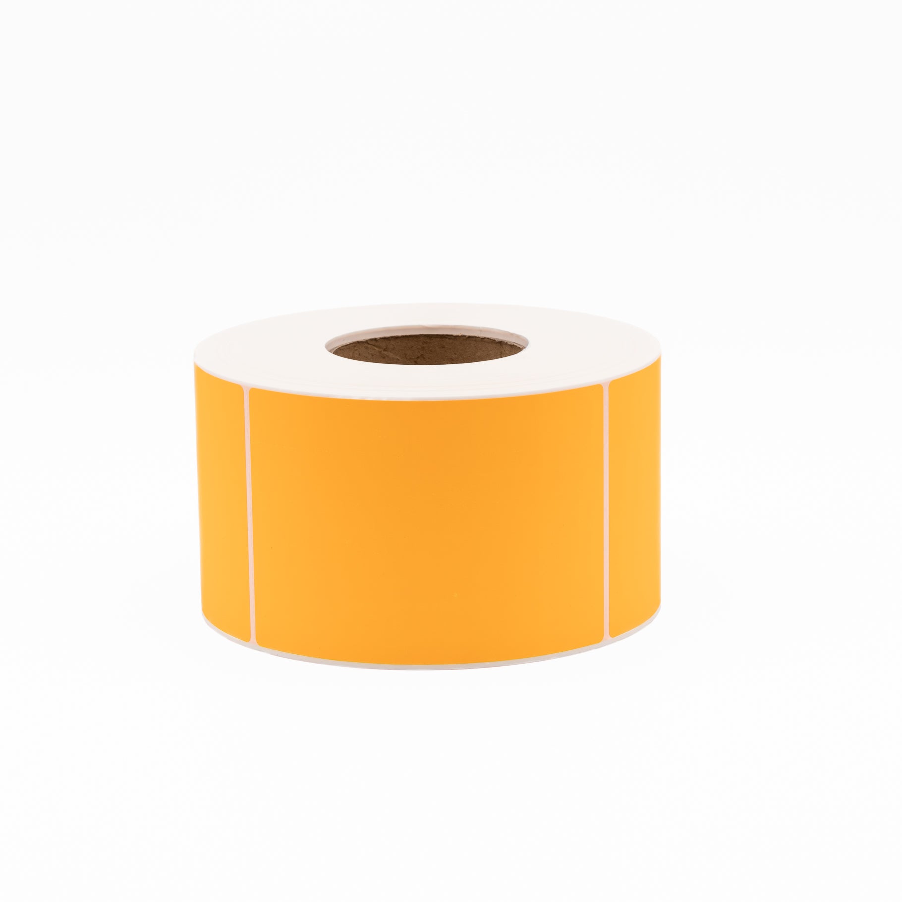 Thermal Direct Label Paper Fl. Orange Permanent 102mm x 152mm Perf. 1000/roll 76mm core - Omni Packaging 