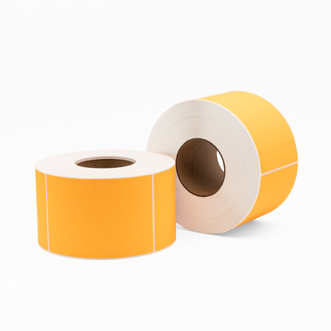 Thermal Direct Label Paper Fl. Orange Permanent 102mm x 152mm Perf. 1000/roll 76mm core - Omni Packaging 