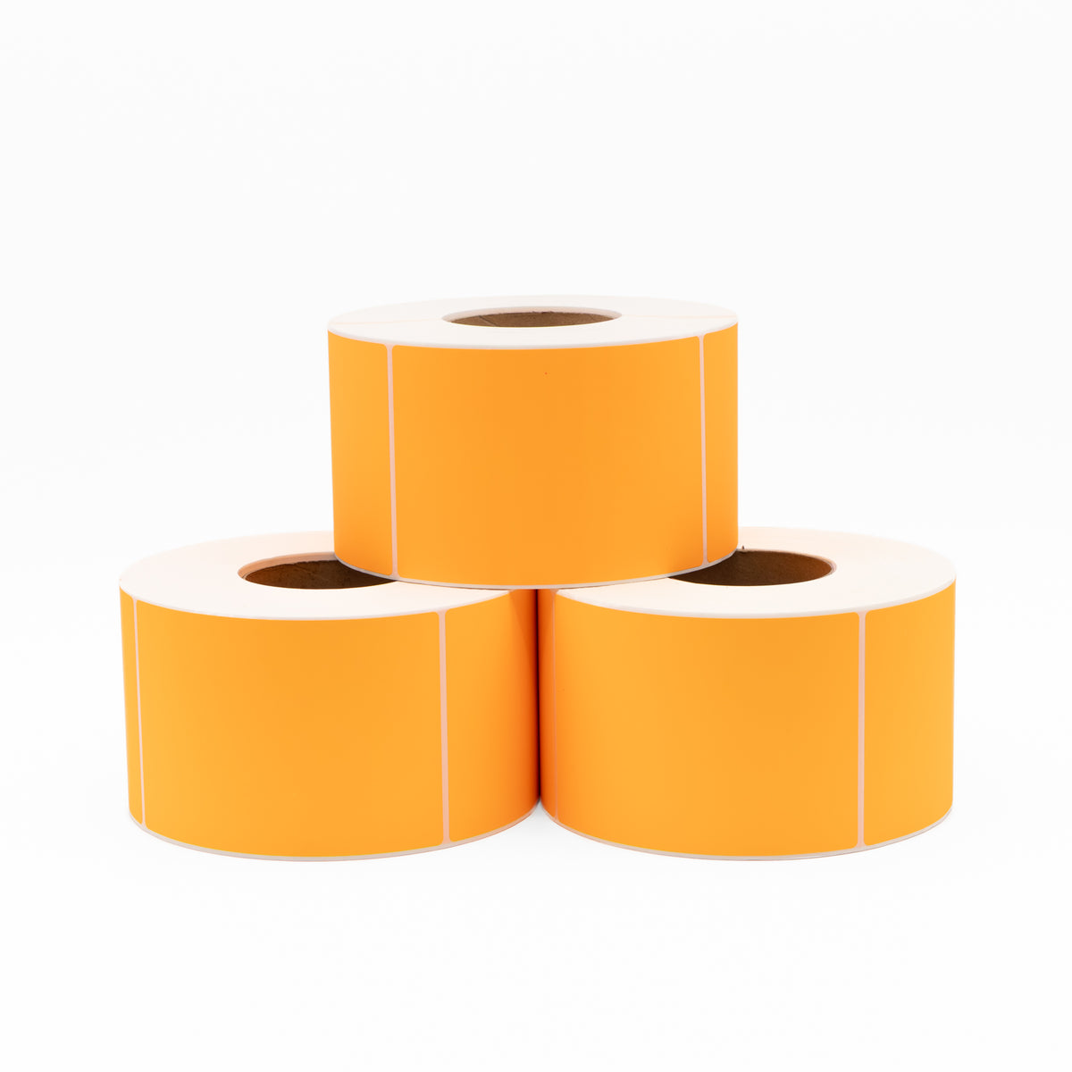Thermal Direct Label Paper Fl. Orange Permanent 102mm x 152mm Perf. 1000/roll 76mm core - Omni Packaging 