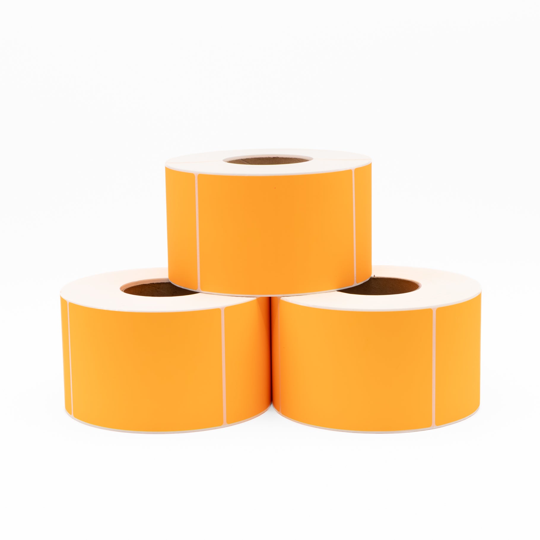 Thermal Direct Label Paper Fl. Orange Permanent 102mm x 152mm Perf. 1000/roll 76mm core - Omni Packaging 