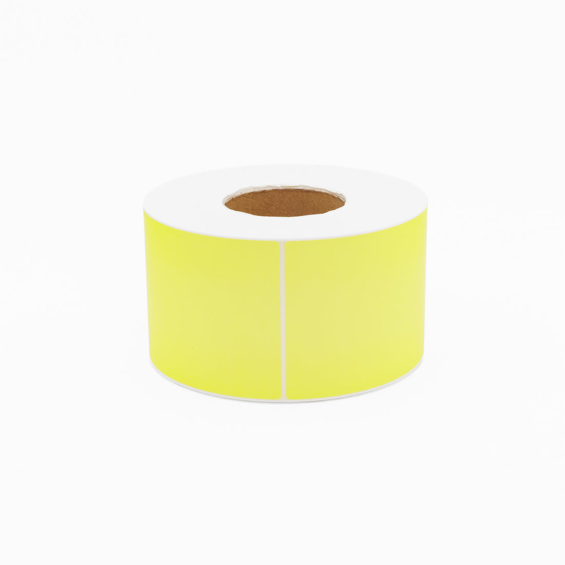 Thermal Direct Label Paper Fl. Yellow Permanent 102mm x 152mm Perf. 1000/roll 76mm core - Omni Packaging 