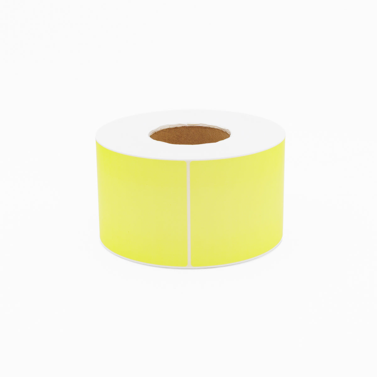 Thermal Direct Label Paper Fl. Yellow Permanent 102mm x 152mm Perf. 1000/roll 76mm core - Omni Packaging 