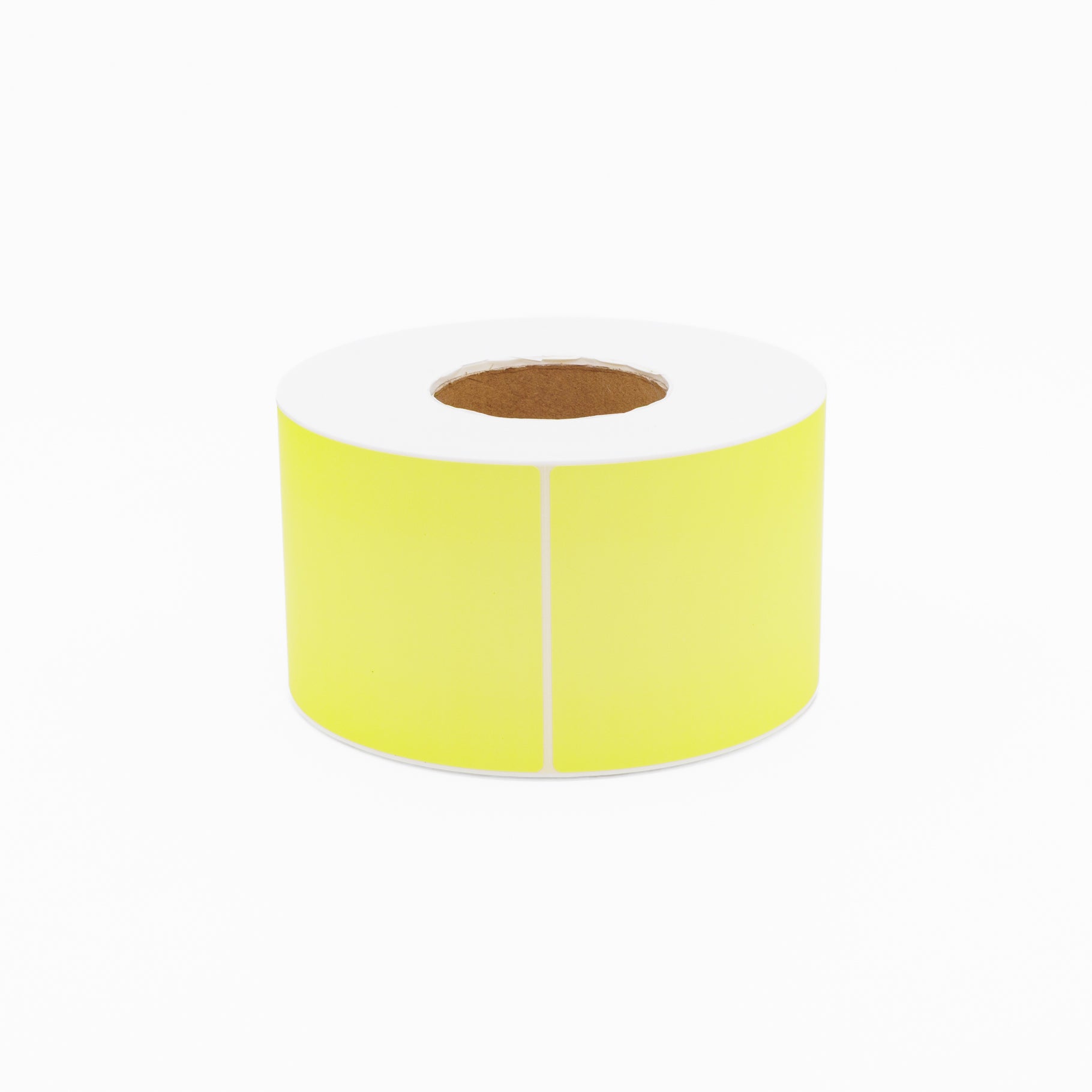 Thermal Direct Label Paper Fl. Yellow Permanent 102mm x 152mm Perf. 1000/roll 76mm core - Omni Packaging 